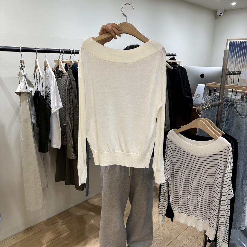 WINSOME韓國東大門直郵女士新款人氣熱賣推薦時尚針織衫露肩WINSOME針織衫圖色3