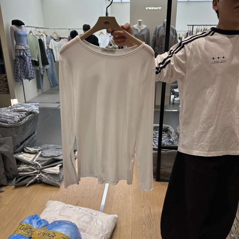 aube nunt韓國直郵實拍女士新款推薦26春夏時尚休閑長袖T恤aube nunt長袖T恤圖色1