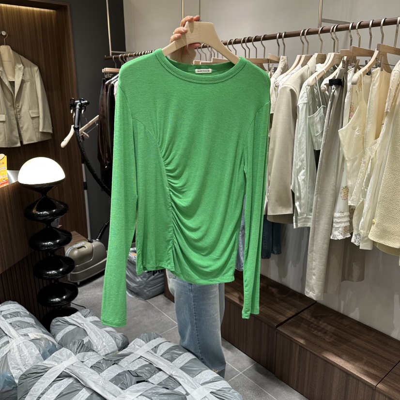 BABYTOUCH韓國東大門直郵女士新款休閑人氣長袖T恤褶皺鏤空BABYTOUCH長袖T恤圖色2