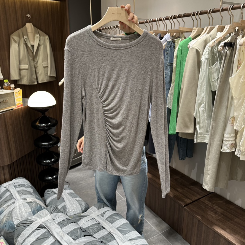 BABYTOUCH韓國東大門直郵女士新款休閑人氣長袖T恤褶皺鏤空BABYTOUCH長袖T恤圖色4