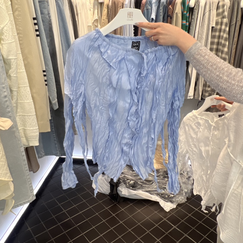 OUS/INCH-L韓國直郵女裝新款時尚襯衫蕾絲衫荷葉邊褶皺OUS/INCH襯衫/蕾絲衫圖色3