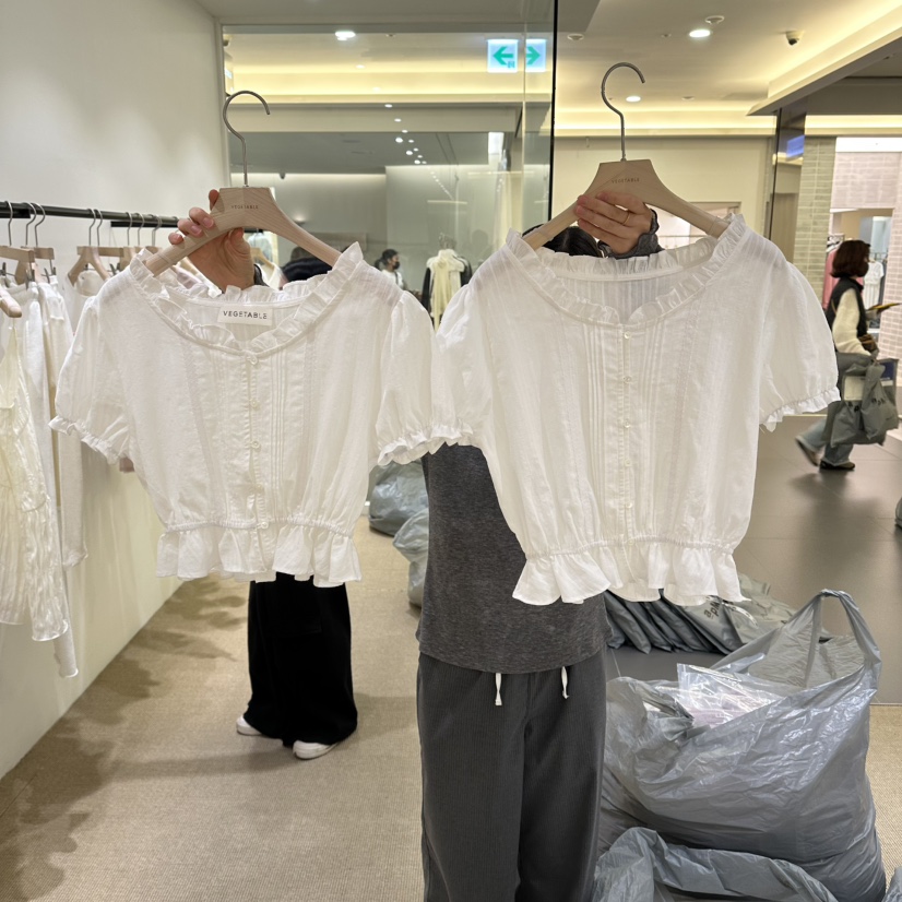 VEGETABLE韓國直郵女士新款休閑人氣26春夏推薦襯衫蕾絲衫VEGETABLE襯衫/蕾絲衫