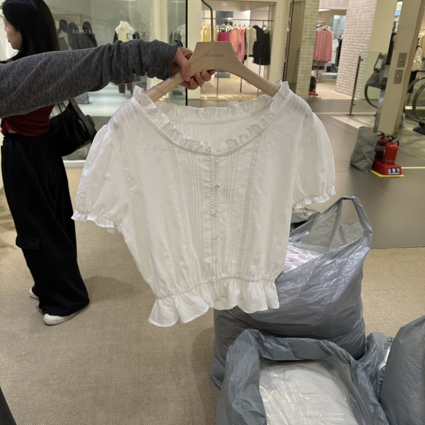 VEGETABLE韓國直郵女士新款休閑人氣26春夏推薦襯衫蕾絲衫VEGETABLE襯衫/蕾絲衫圖色1