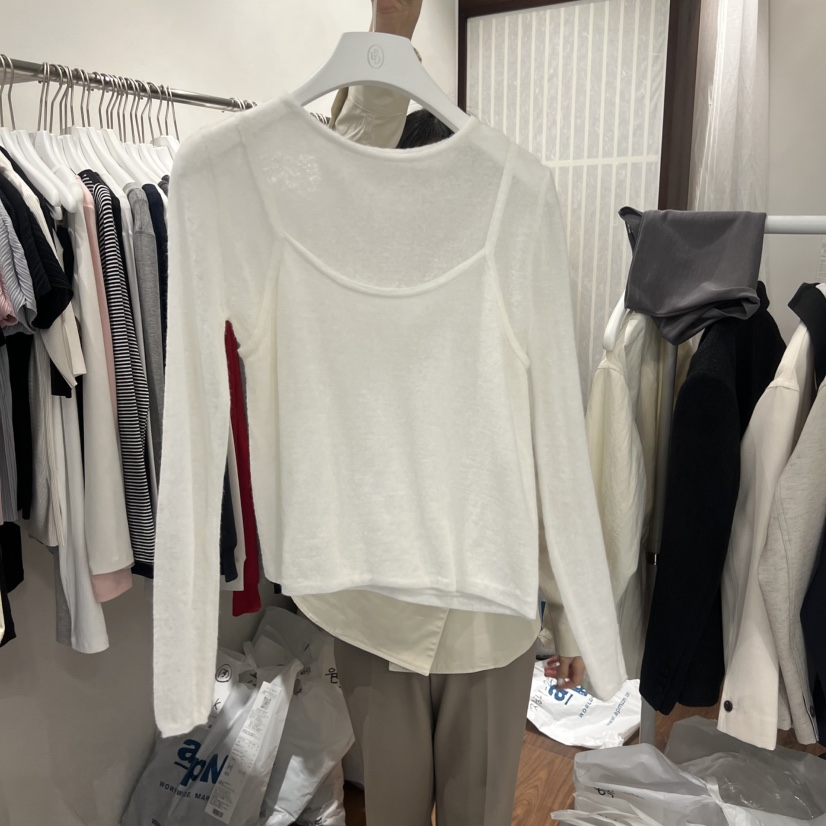 UNDERSTANDING韓國東大門直郵女士新品人氣26春夏針織衫假兩件UNDERSTANDING針織衫圖色1