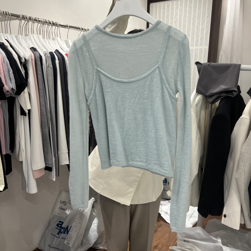 UNDERSTANDING韓國東大門直郵女士新品人氣26春夏針織衫假兩件UNDERSTANDING針織衫圖色2