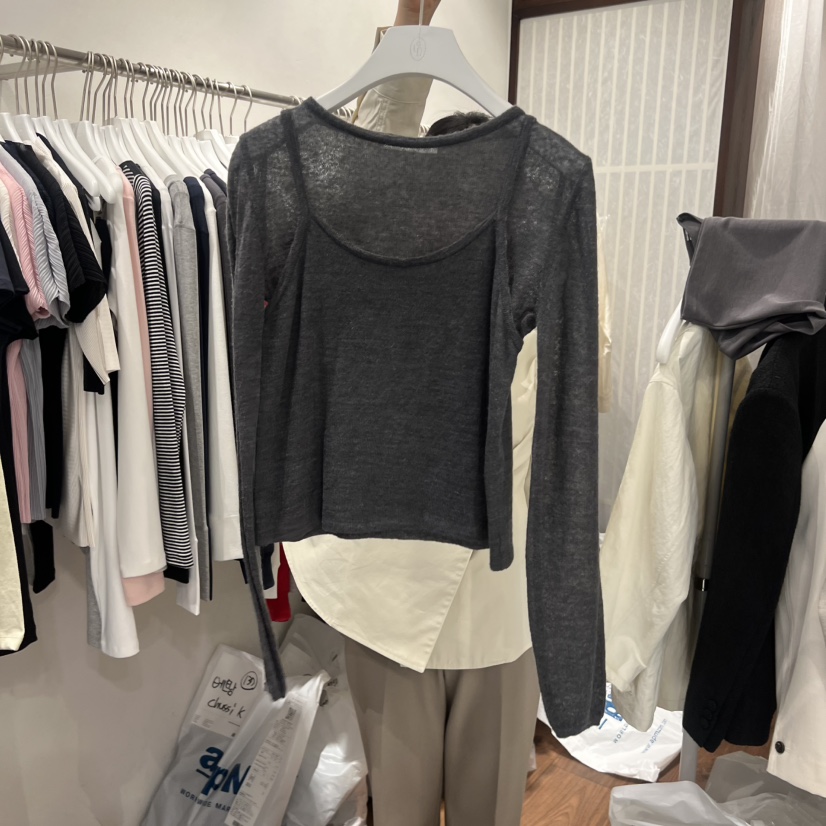 UNDERSTANDING韓國東大門直郵女士新品人氣26春夏針織衫假兩件UNDERSTANDING針織衫圖色3