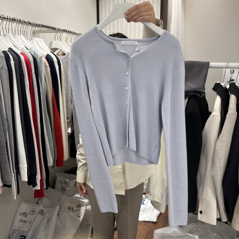 UNDERSTANDING韓國東大門直郵女裝新品26春夏針織衫圓領開衫UNDERSTANDING針織衫圖色1