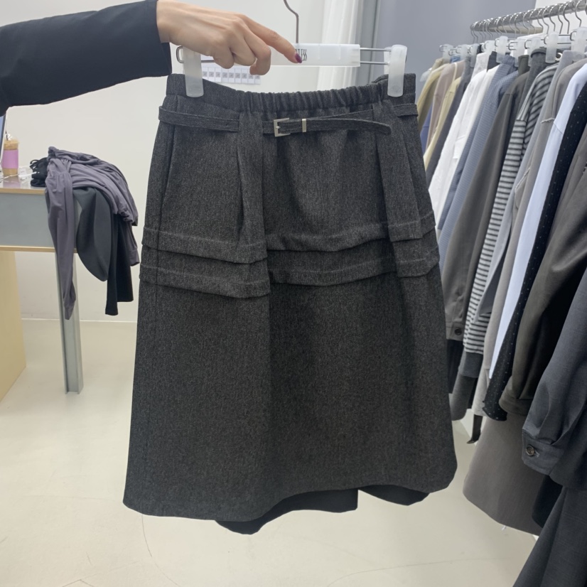 STAINLESS韓國代購女士新款休閑半身裙中短裙包含腰帶系帶STAINLESS半身裙/中短裙圖色2