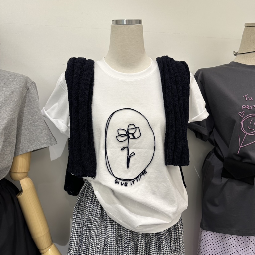 A.CES韓國直郵女裝新款26春夏人氣時尚推薦職業T恤不含披肩A.CEST恤圖色1