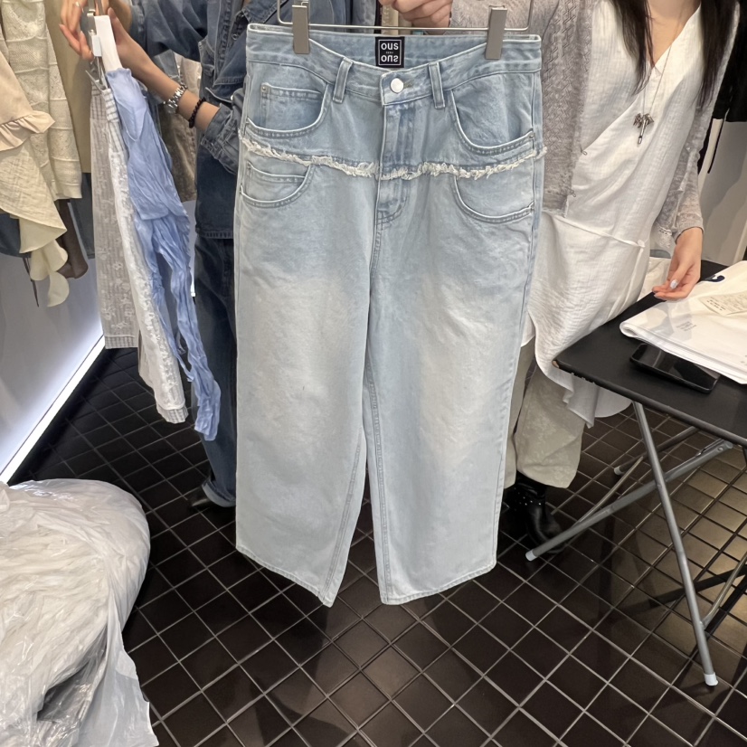 OUS/INCH-L韓國直郵女士新款職業休閑熱賣26春夏牛仔褲流蘇OUS/INCH牛仔褲圖色1