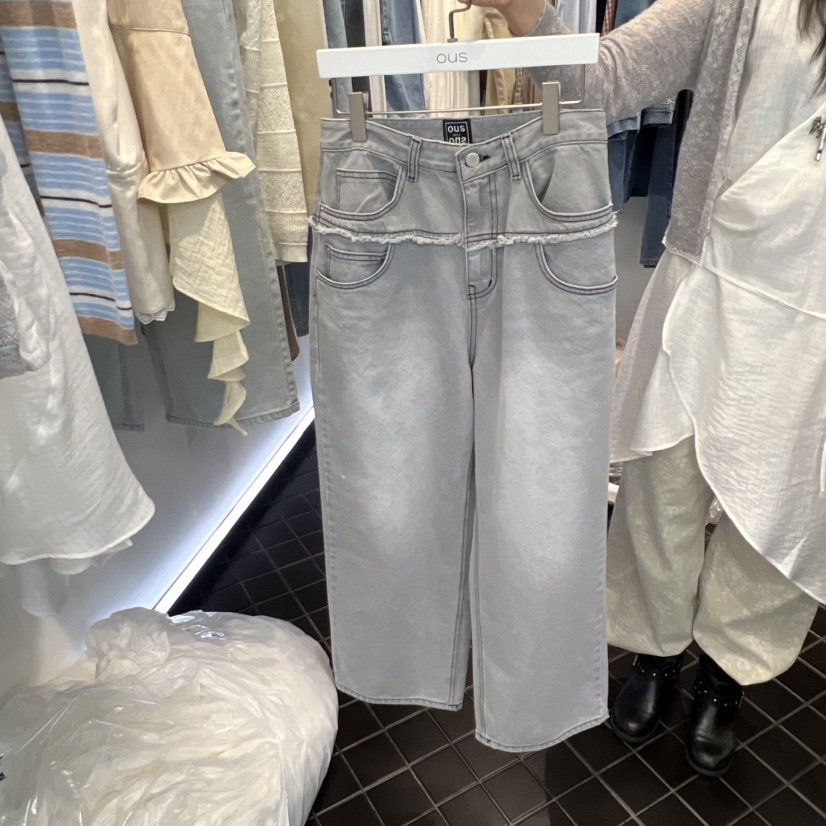 OUS/INCH-L韓國直郵女士新款職業休閑熱賣26春夏牛仔褲流蘇OUS/INCH牛仔褲圖色2