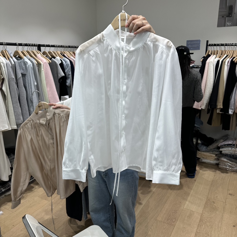 M.G.N韓國代購女裝新品職業人氣時尚襯衫蕾絲衫含腰繩褶皺MAGNET襯衫/蕾絲衫圖色1