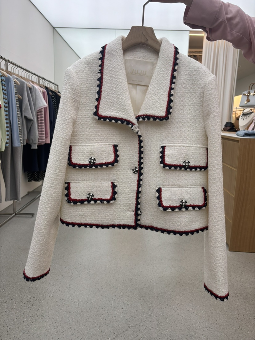 JUJU韓國直郵女裝新款26春夏推薦人氣熱賣真品夾克粗花呢JUJU夾克圖色1