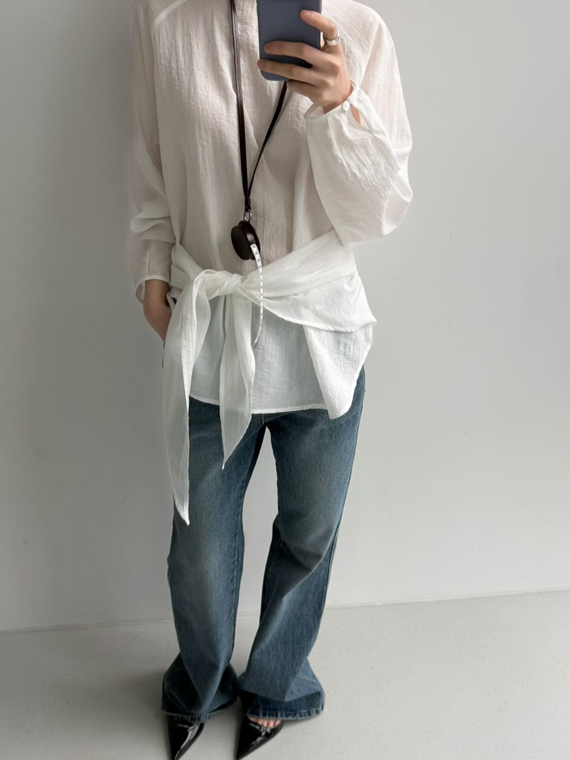 ARKIE/TAF韓國直郵女士新品時尚職業熱賣襯衫蕾絲衫含圍巾ARKIE/TAF襯衫/蕾絲衫