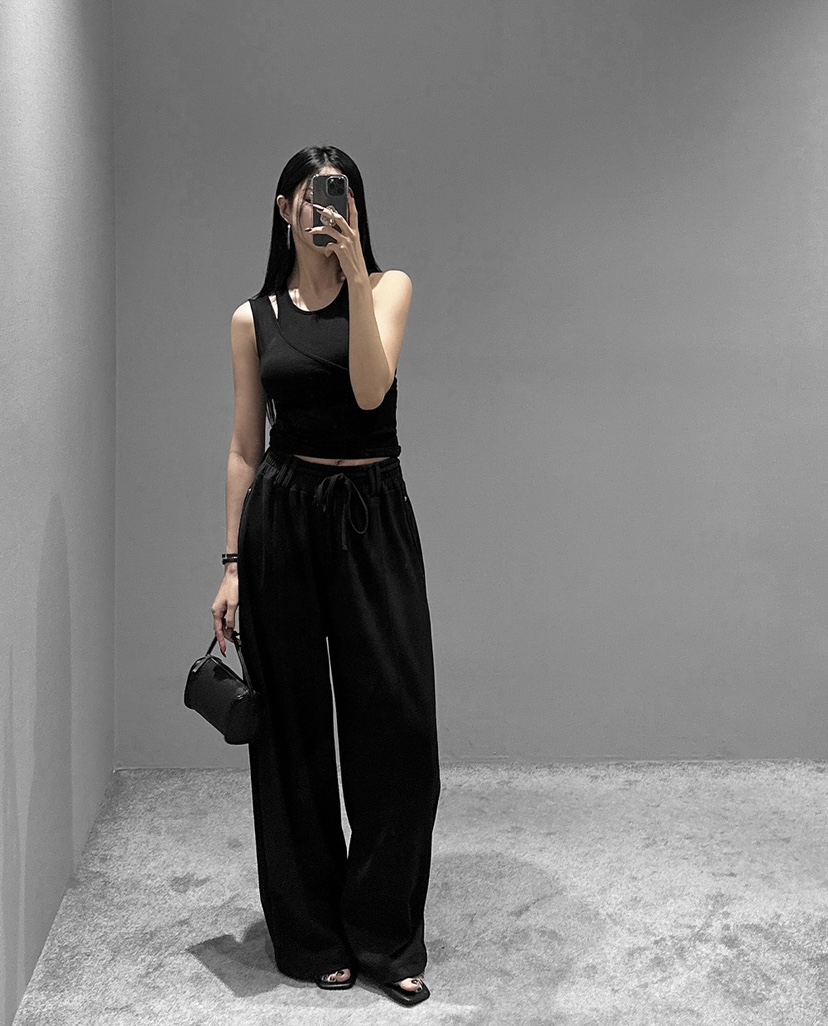 BADCALM韓國代購女裝新品熱賣26春夏推薦休閑休閑褲含腰繩BADCALM休閑褲