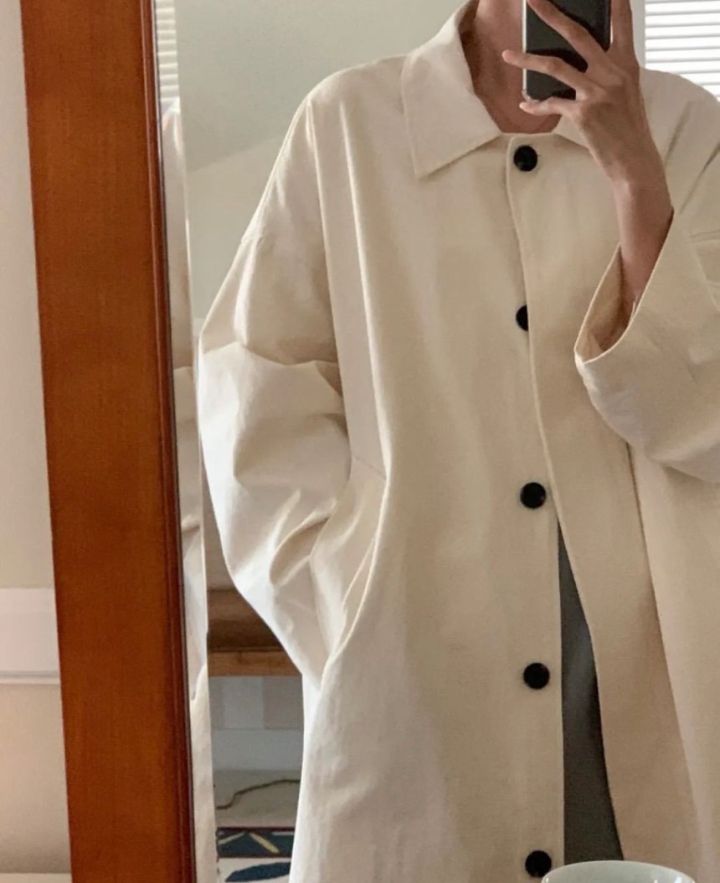 STAY HERE韓國直郵女裝新款推薦26春夏職業長款風衣連帽STAY HERE長款風衣