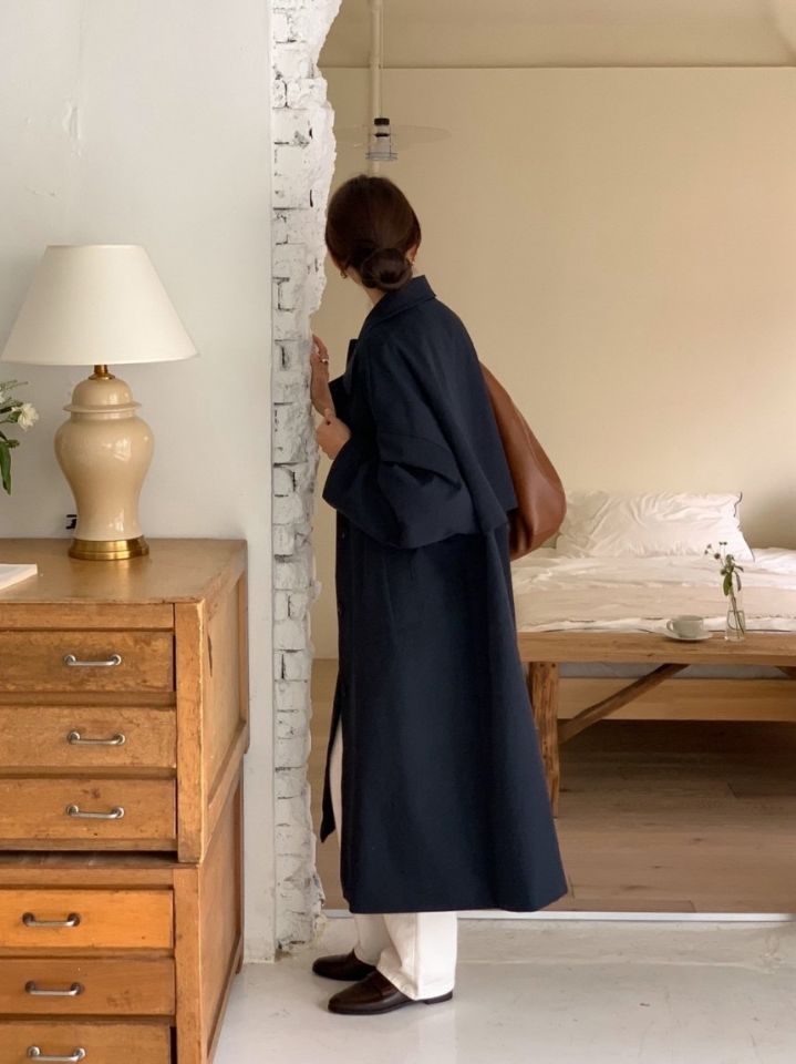 STAY HERE韓國直郵女裝新款推薦26春夏職業長款風衣連帽STAY HERE長款風衣