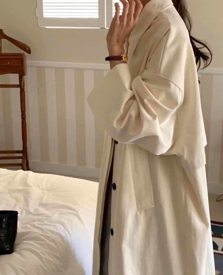 STAY HERE韓國直郵女裝新款推薦26春夏職業長款風衣連帽STAY HERE長款風衣