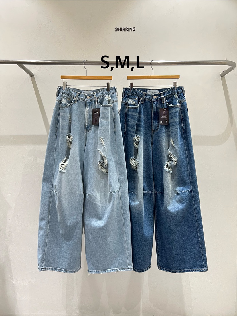 SHIRRING韓國東大門代購女裝新品推薦職業熱賣牛仔褲絎縫SHIRRING牛仔褲