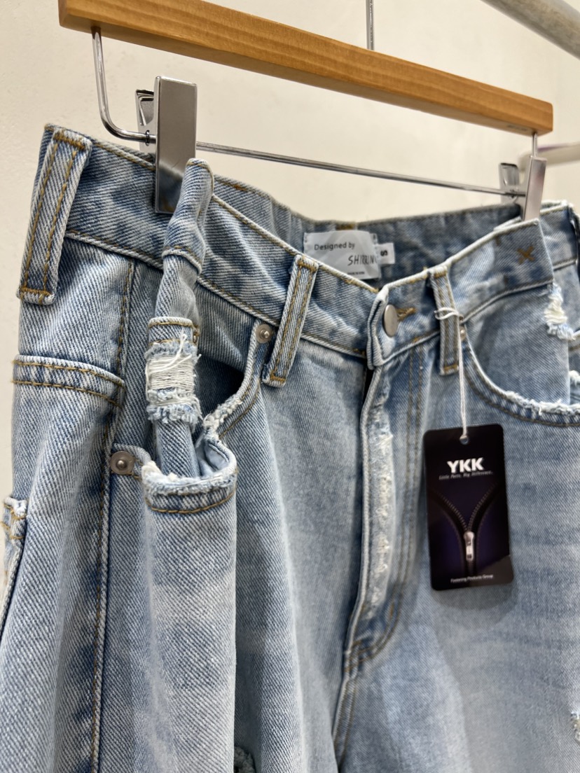SHIRRING韓國東大門代購女裝新品推薦職業熱賣牛仔褲絎縫SHIRRING牛仔褲