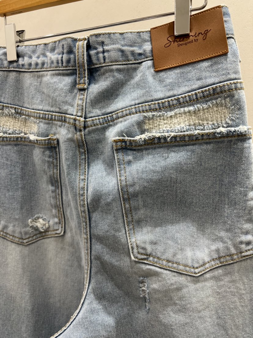 SHIRRING韓國東大門代購女裝新品推薦職業熱賣牛仔褲絎縫SHIRRING牛仔褲