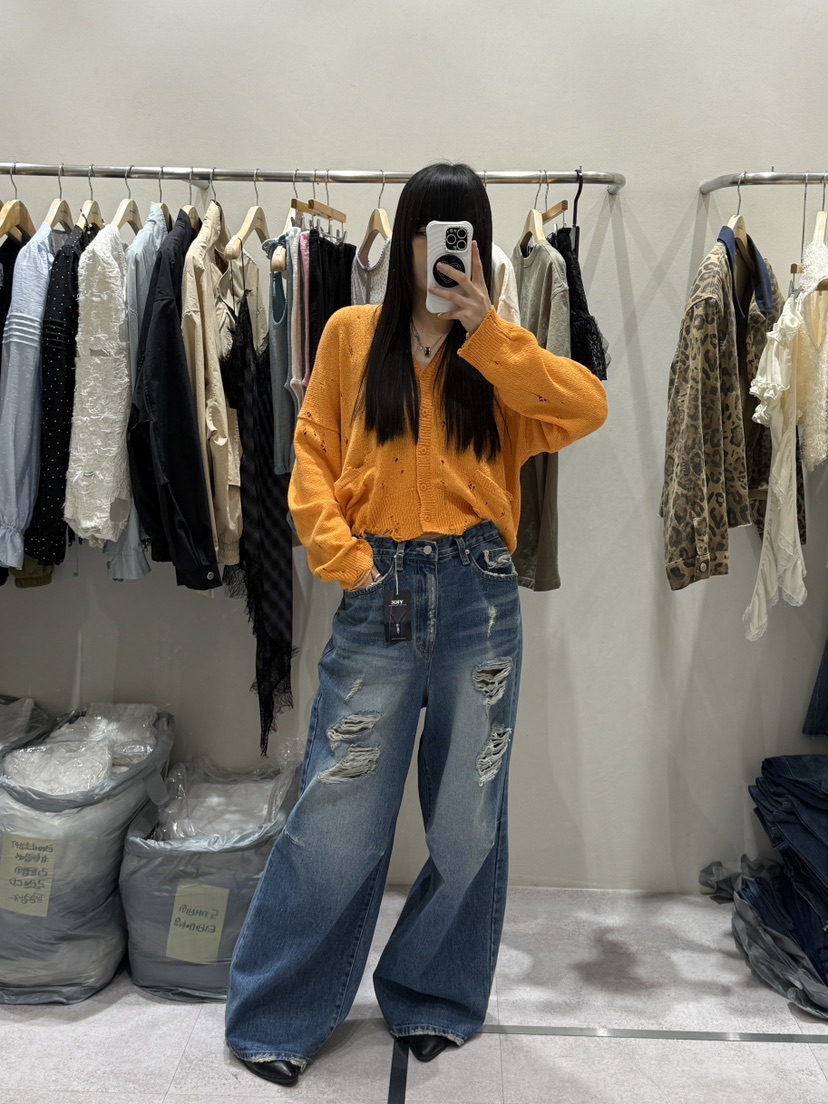 SHIRRING韓國東大門代購女裝新品推薦職業熱賣牛仔褲絎縫SHIRRING牛仔褲