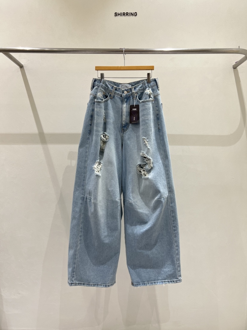 SHIRRING韓國東大門代購女裝新品推薦職業熱賣牛仔褲絎縫SHIRRING牛仔褲圖色1