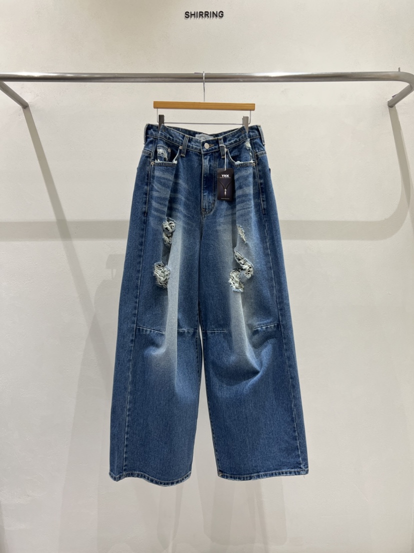 SHIRRING韓國東大門代購女裝新品推薦職業熱賣牛仔褲絎縫SHIRRING牛仔褲圖色2