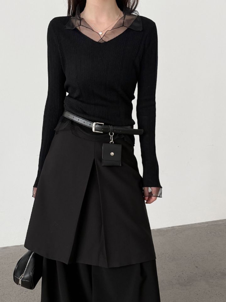 STAY HERE韓國直郵女裝新款熱賣休閑職業真品針織衫蕾絲STAY HERE針織衫