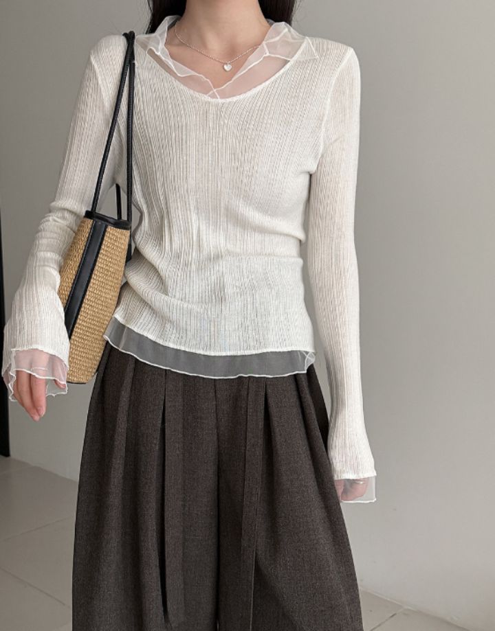 STAY HERE韓國直郵女裝新款熱賣休閑職業真品針織衫蕾絲STAY HERE針織衫