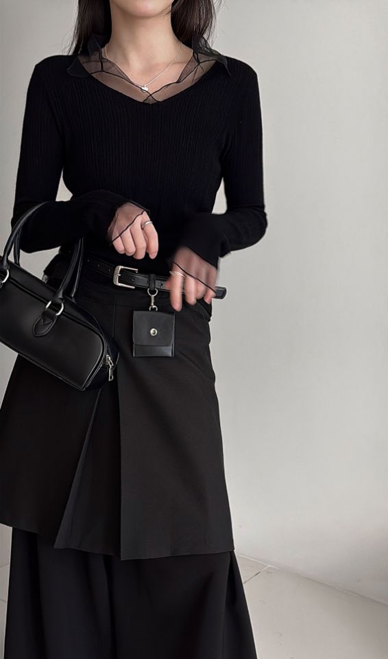 STAY HERE韓國直郵女裝新款熱賣休閑職業真品針織衫蕾絲STAY HERE針織衫