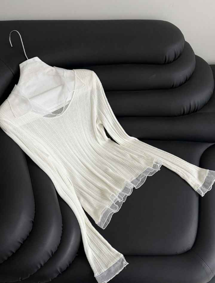 STAY HERE韓國直郵女裝新款熱賣休閑職業真品針織衫蕾絲STAY HERE針織衫