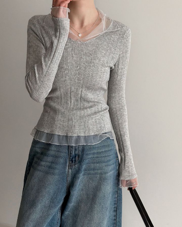 STAY HERE韓國直郵女裝新款熱賣休閑職業真品針織衫蕾絲STAY HERE針織衫