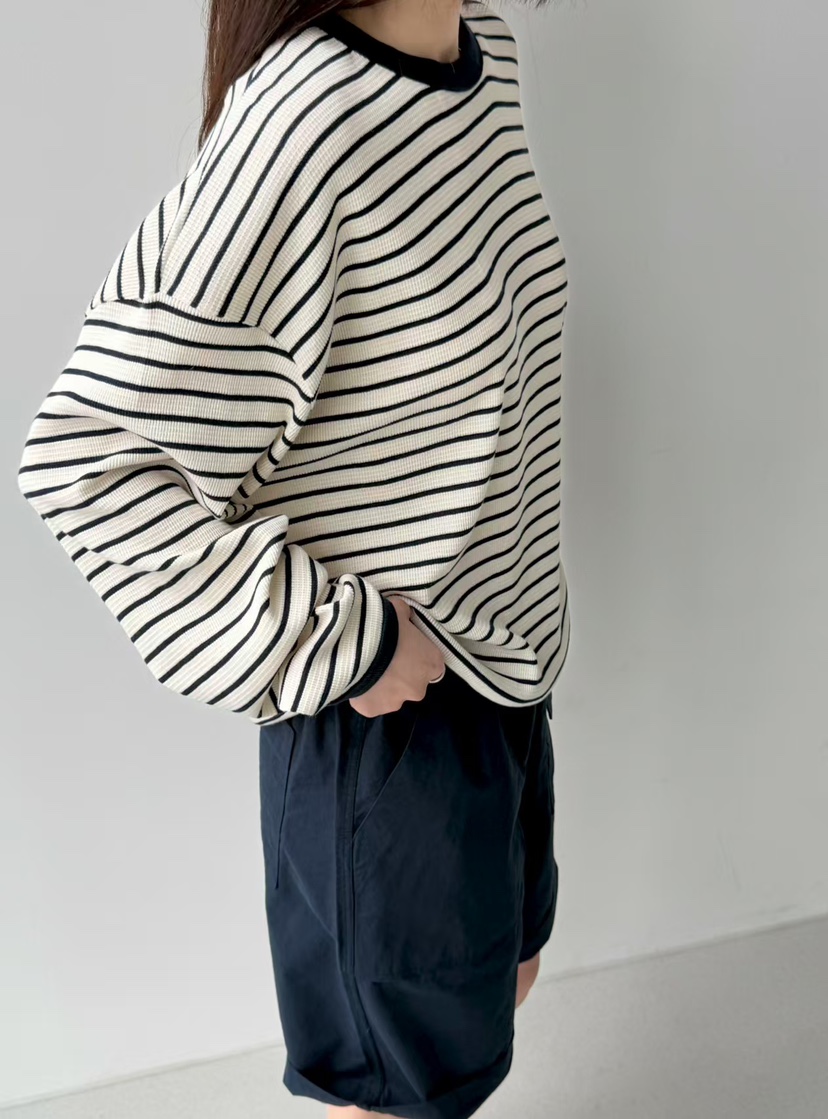 ARKIE/TAF韓國東大門直郵女裝新品職業人氣長袖T恤華夫格ARKIE/TAF長袖T恤