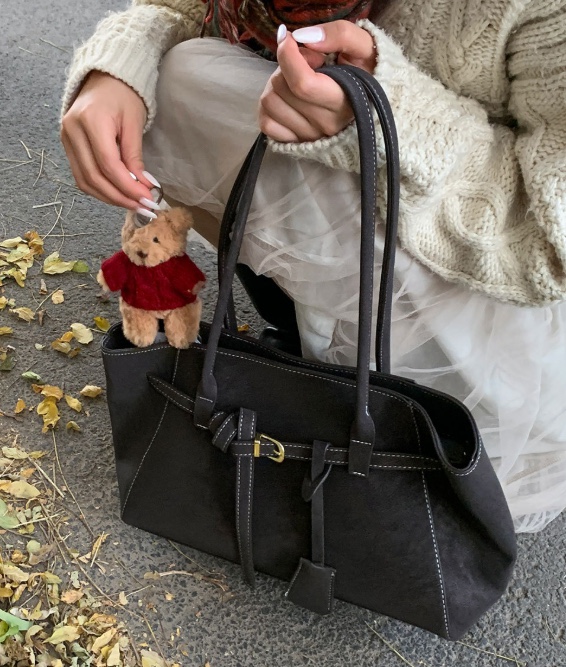 POSH BLUE韓國東大門代購女裝新款推薦單肩斜跨包腰帶麂皮長款POSH BLUE單肩/斜跨包