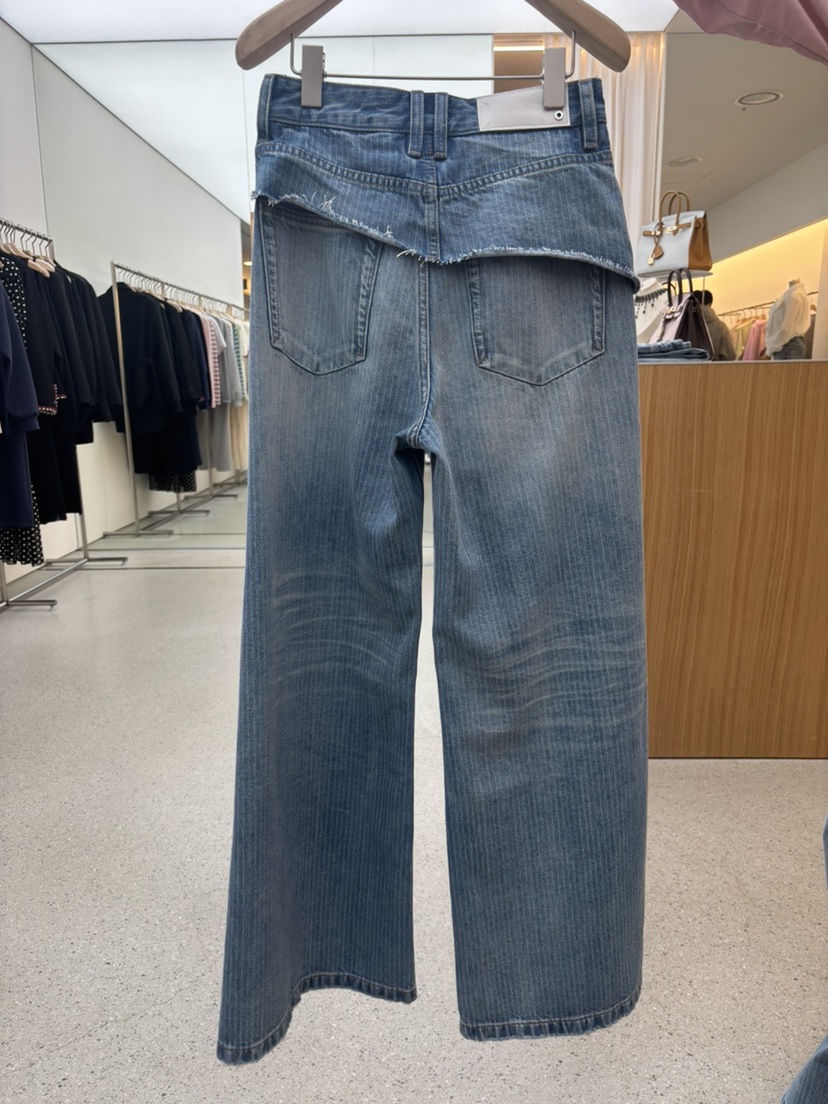 JUJU東大門直郵女士新款熱賣時尚職業26春夏牛仔褲荷葉邊JUJU牛仔褲