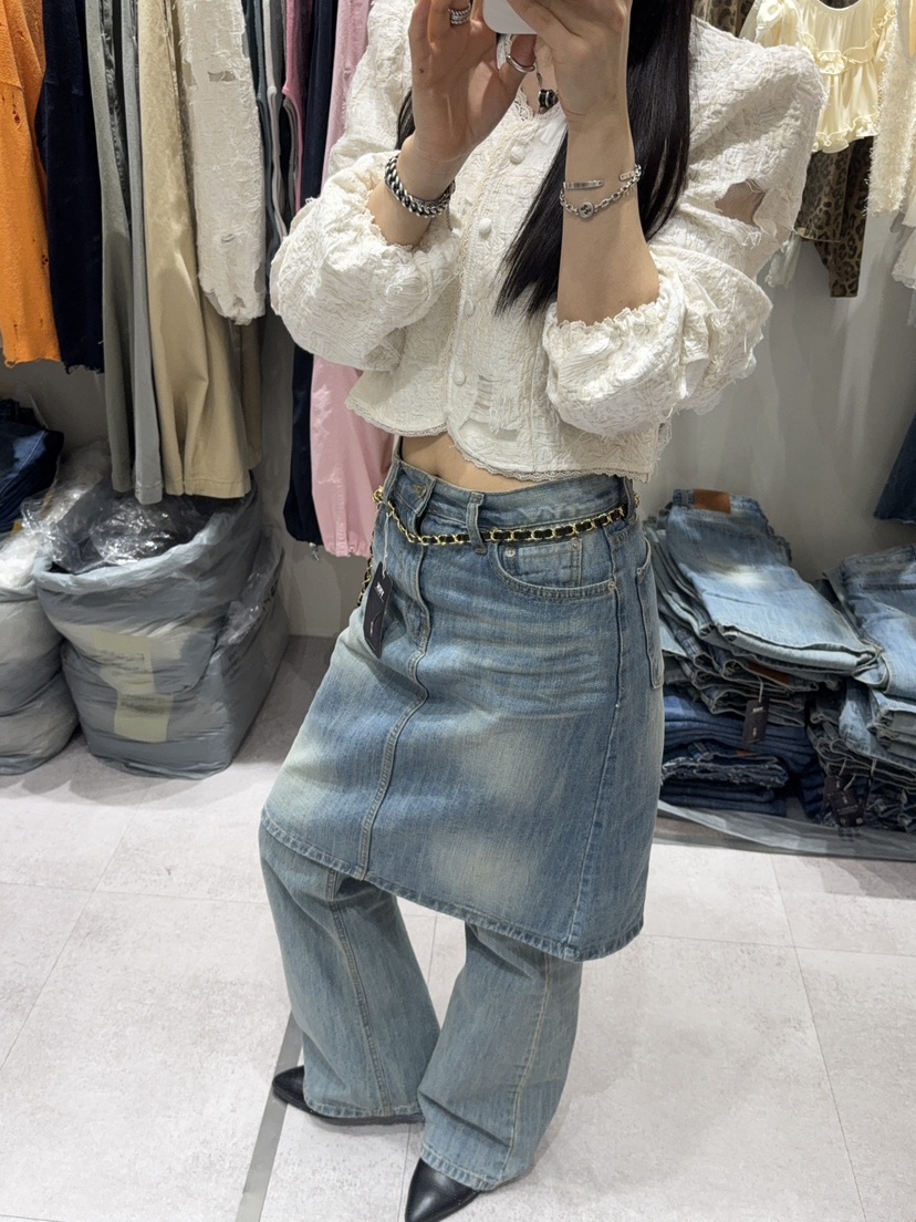 SHIRRING韓國代購女士新款人氣時尚職業26春夏熱賣裙褲雙層SHIRRING裙褲