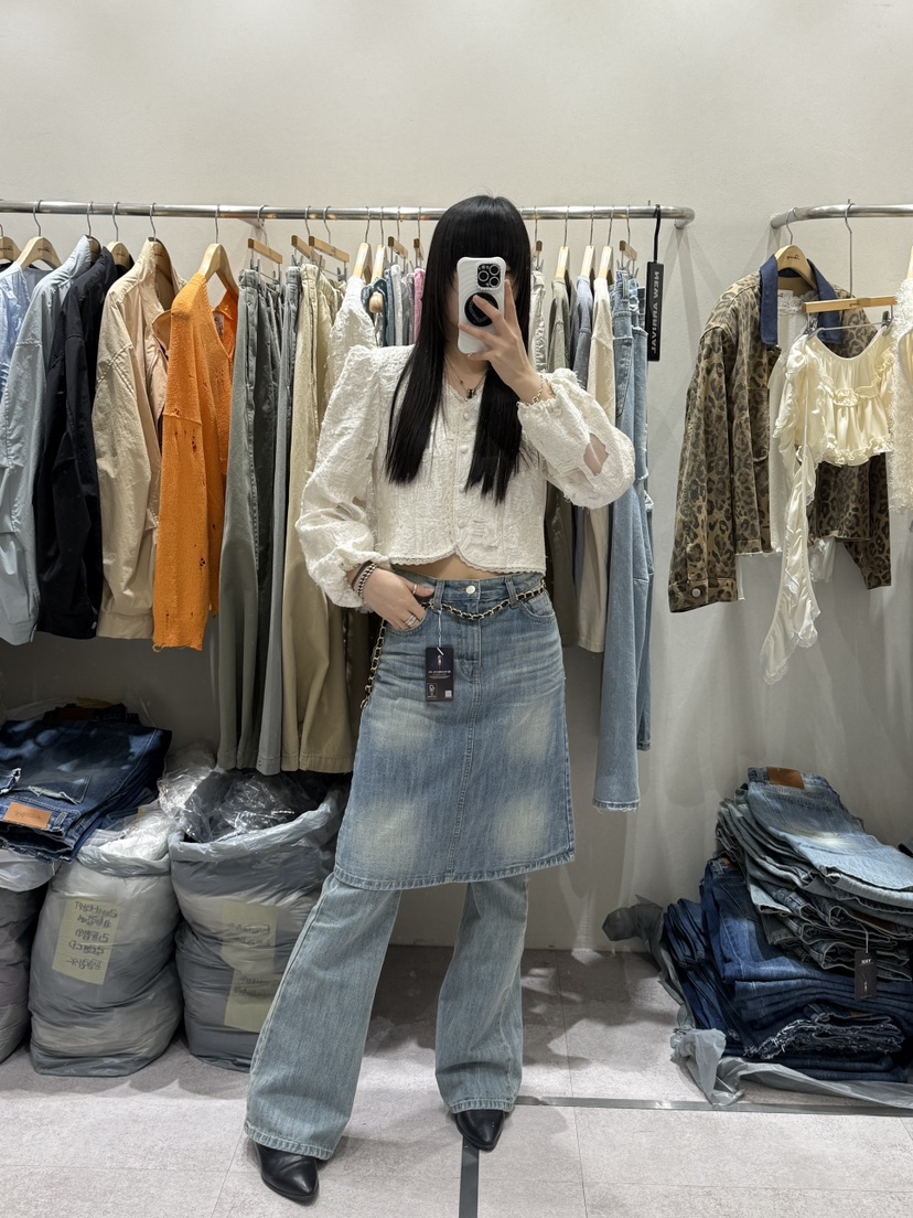 SHIRRING韓國直郵實拍女士新品推薦熱賣休閑人氣襯衫蕾絲衫SHIRRING襯衫/蕾絲衫