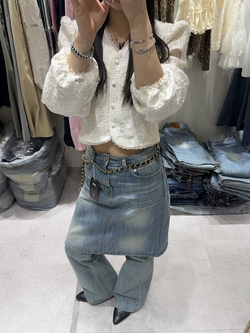 SHIRRING韓國直郵實拍女士新品推薦熱賣休閑人氣襯衫蕾絲衫SHIRRING襯衫/蕾絲衫