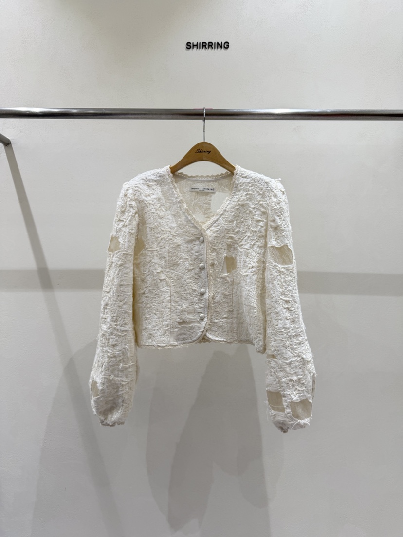 SHIRRING韓國直郵實拍女士新品推薦熱賣休閑人氣襯衫蕾絲衫SHIRRING襯衫/蕾絲衫圖色1