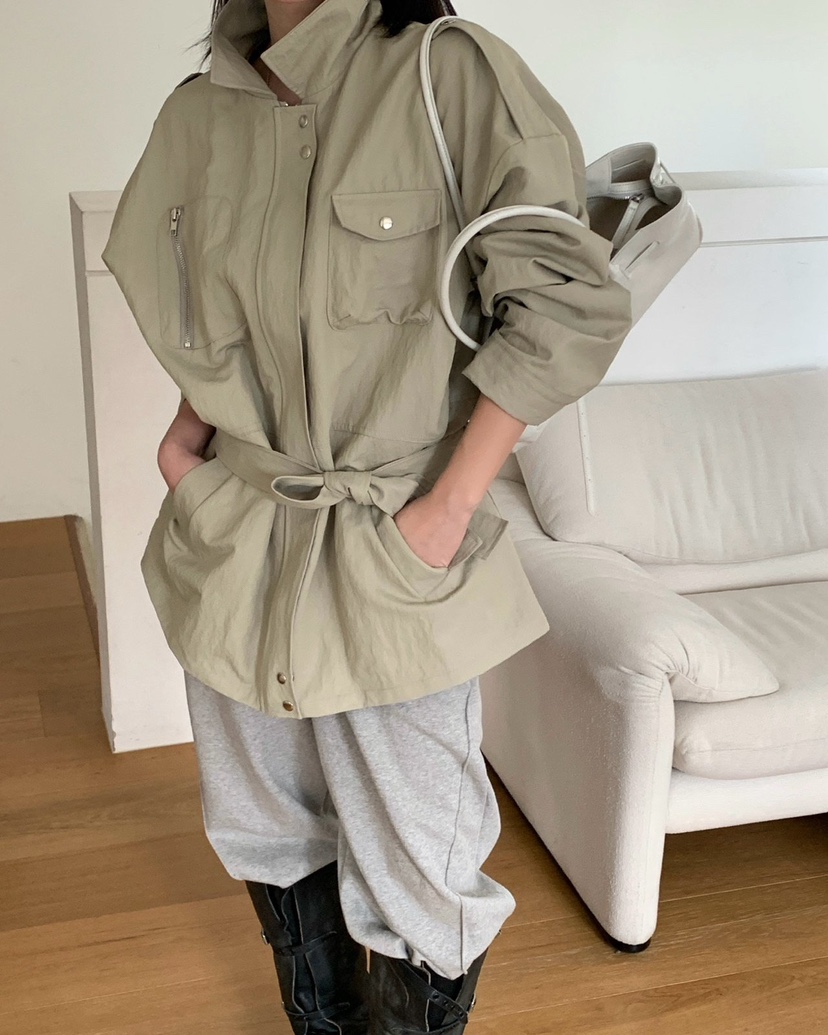 REVE CITE-L韓國東大門直郵女裝新品職業夾克含腰帶涂層REVE CITE-L夾克