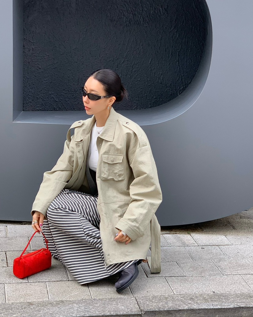 REVE CITE-L韓國東大門直郵女裝新品職業夾克含腰帶涂層REVE CITE-L夾克