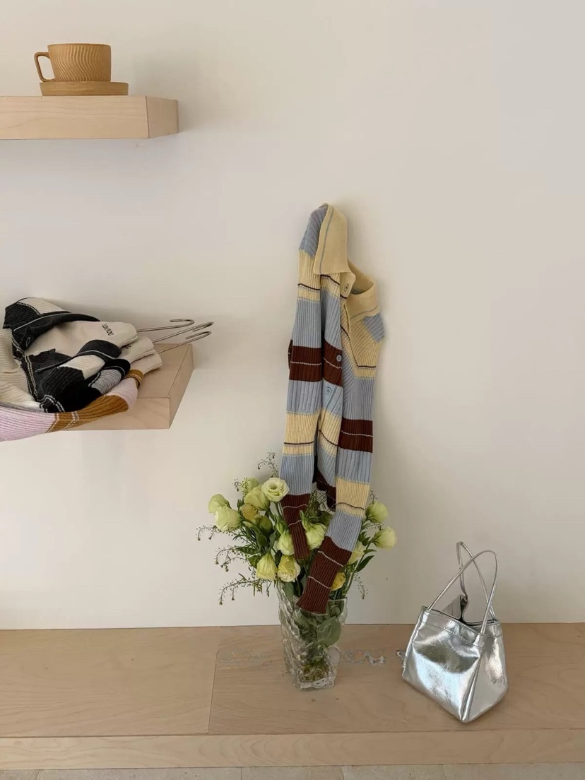 VIVANI韓國直郵女士新款人氣26春夏推薦職業針織衫開衫條紋VIVANI針織衫