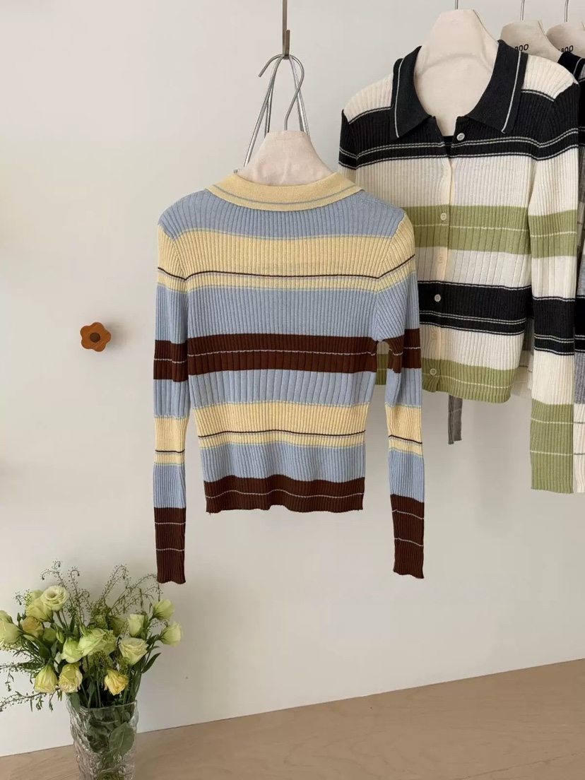 VIVANI韓國直郵女士新款人氣26春夏推薦職業針織衫開衫條紋VIVANI針織衫