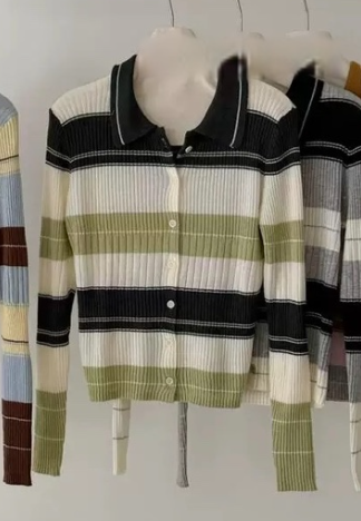 VIVANI韓國直郵女士新款人氣26春夏推薦職業針織衫開衫條紋VIVANI針織衫圖色3