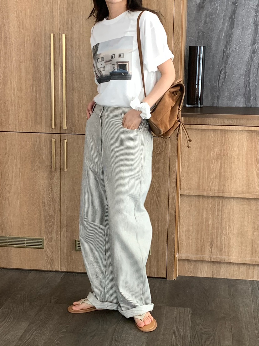 BLEECKER韓國代購女士新款人氣時尚熱賣26春夏休閑褲條紋BLEECKER休閑褲