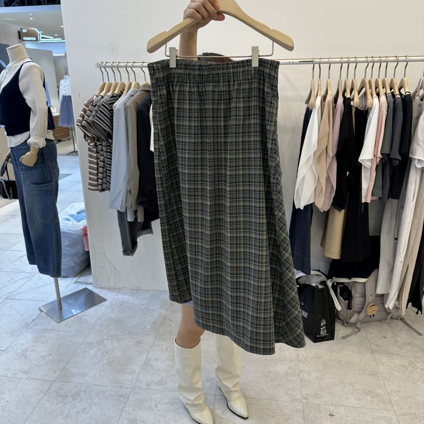 FUNNY POWDER東大門直郵女裝新款熱賣推薦26春夏長裙格子THE FUNNY長裙