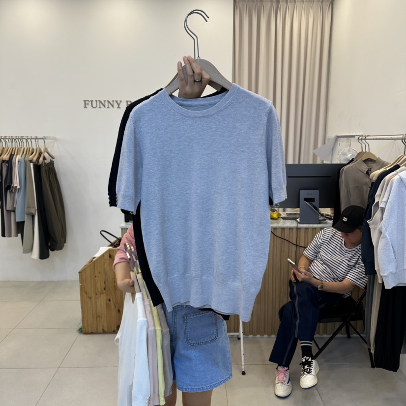 FUNNY POWDER韓國代購女士新品熱賣時尚推薦26春夏針織衫紐扣THE FUNNY針織衫圖色5藍色