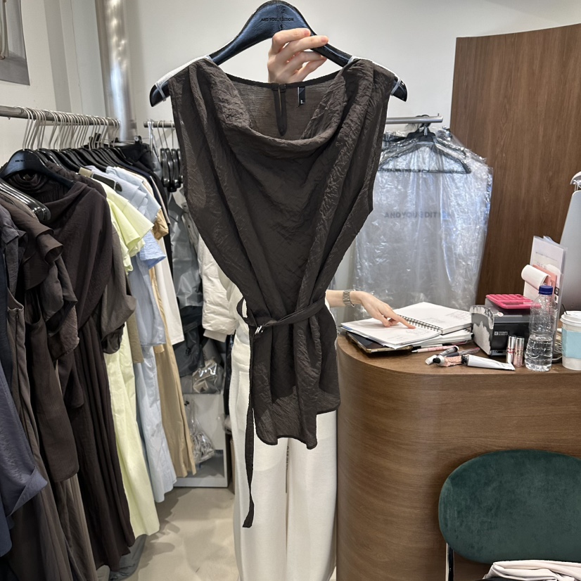 LE EDITION/LEBOENE韓國代購女士新款人氣吊帶背心含腰繩LE EDITION/LEBOENE吊帶/背心圖色3棕色