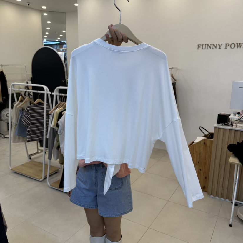 FUNNY POWDER東大門直郵女裝新品熱賣26春夏長袖T恤系帶THE FUNNY長袖T恤